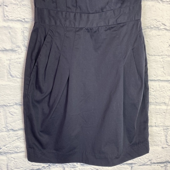 French Connection Bonny navy blue bow one shoulder dress size 2 - Picture 4 of 8